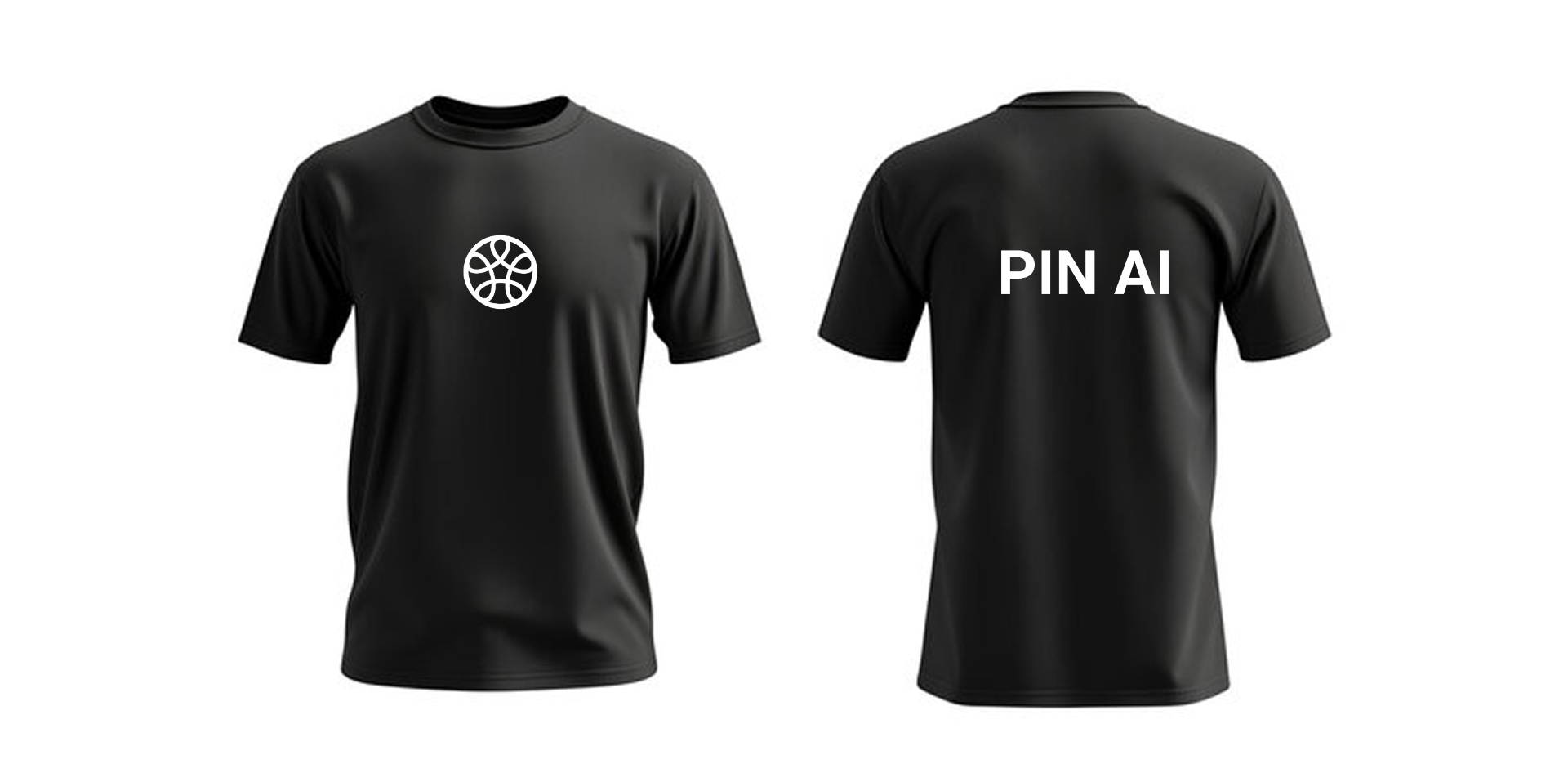 Black team tee — white emblem front, wordmark back
